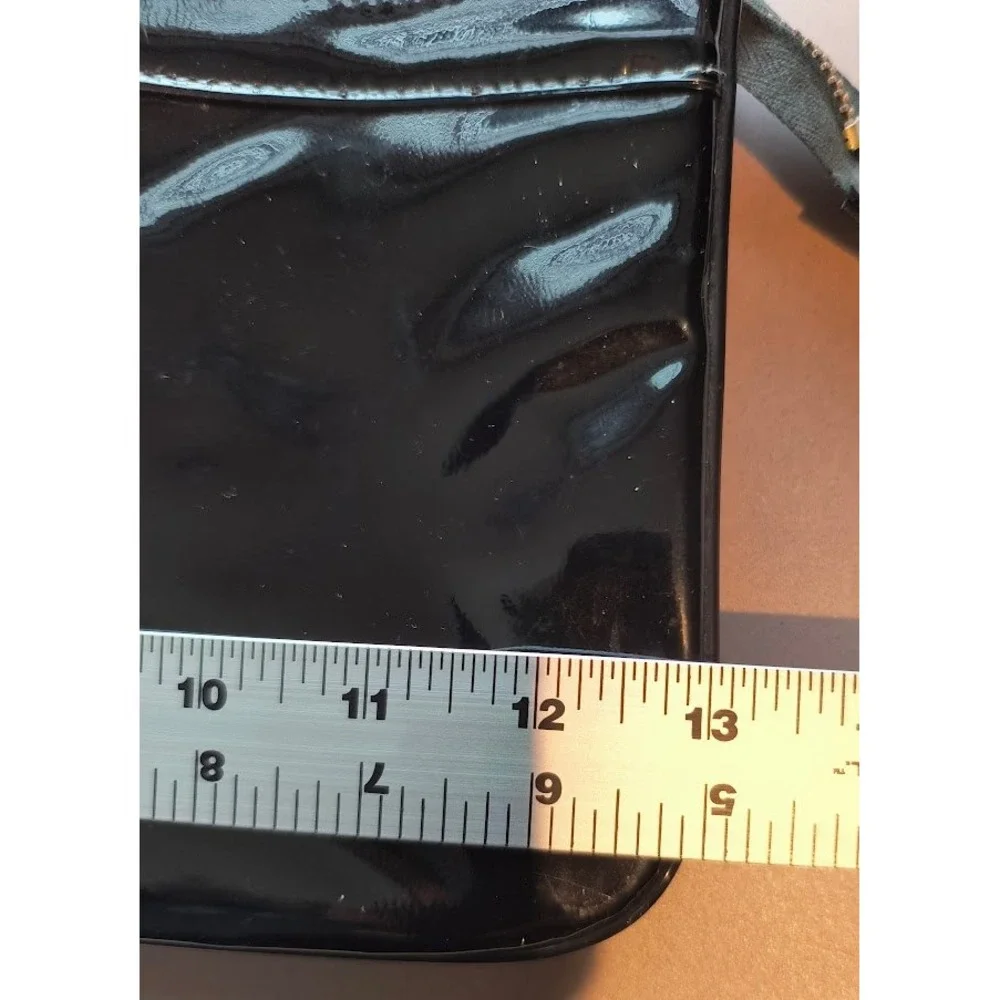 Bell Vintage Black Patent Leather Bag with Adjustable Gold Handle‎